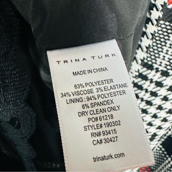 Trina Turk Maleko Short-Sleeve Shift Black and Red Plaid Dress Size 8 - Picture 8 of 11